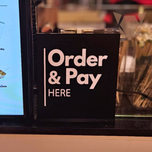 Order and Pay Here Standee | Freestanding Sign for Queueing and Payment Areas FREE ADHESIVE