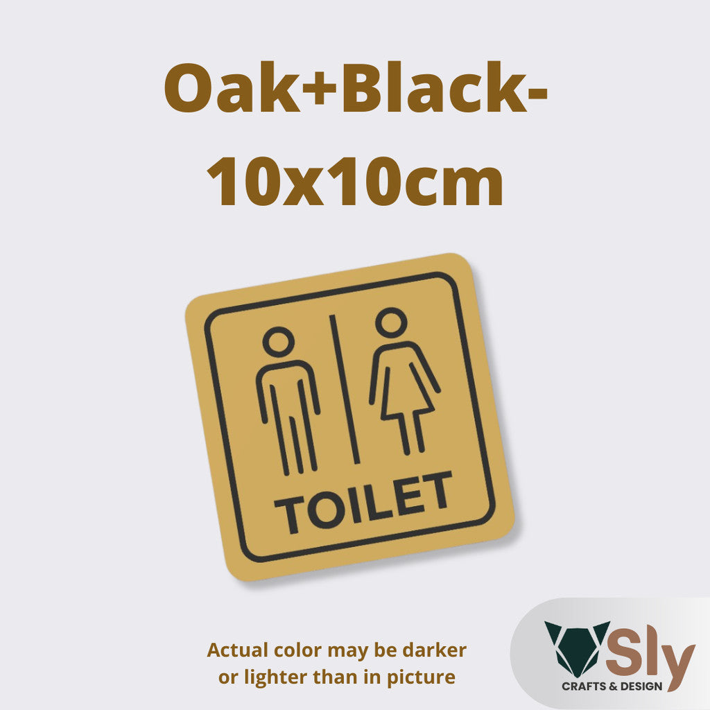 Toilet Sign Line Art Style | Rectangular and Square Door Sign with Free Adhesive