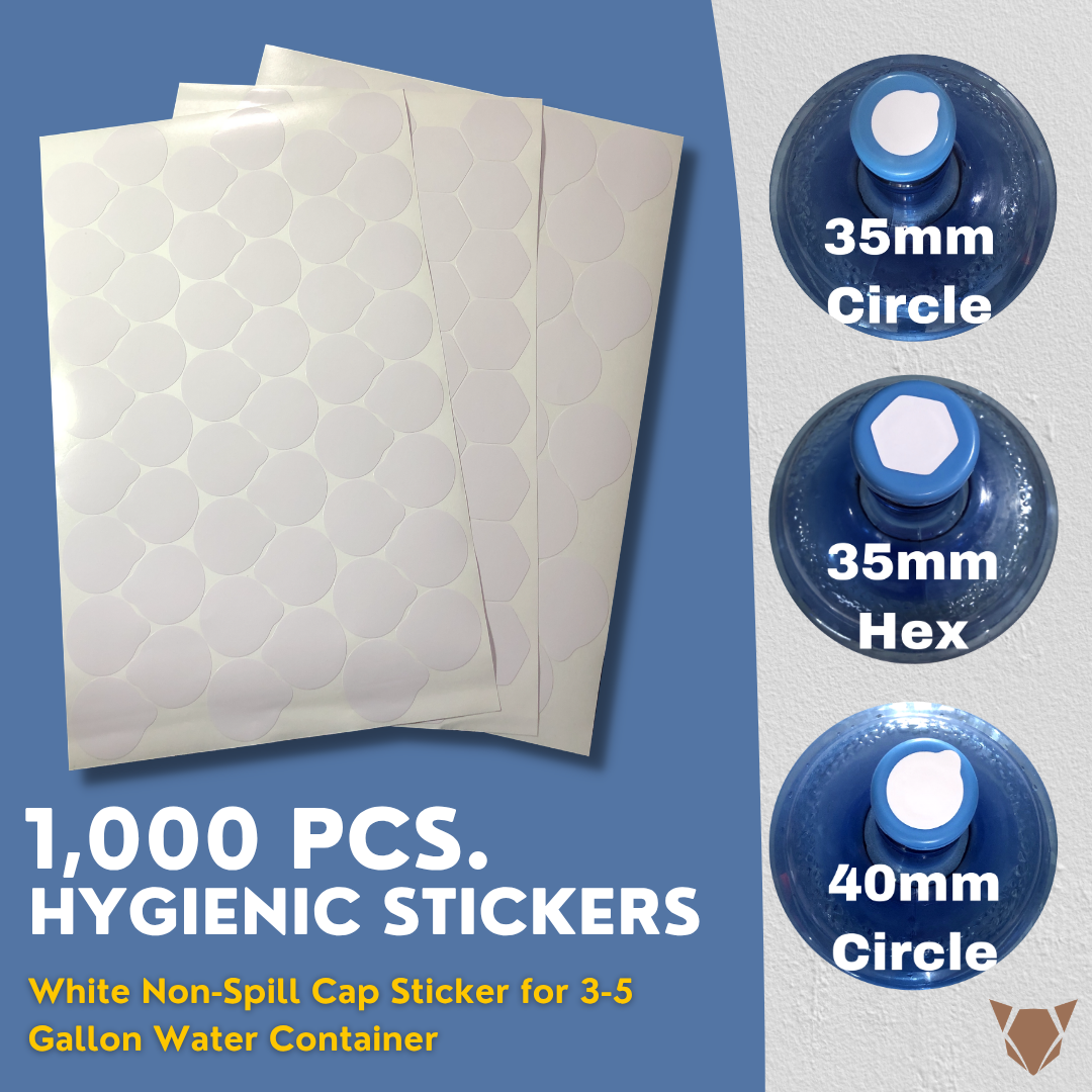 1,000 pcs. Hygienic Sticker w/ Pull Tab for Non-Spill Cap 5 Gallon Water Container