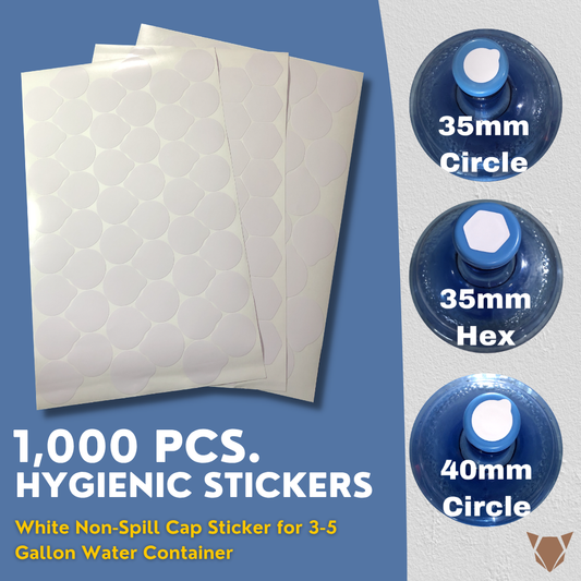 1,000 pcs. Hygienic Sticker w/ Pull Tab for Non-Spill Cap 5 Gallon Water Container
