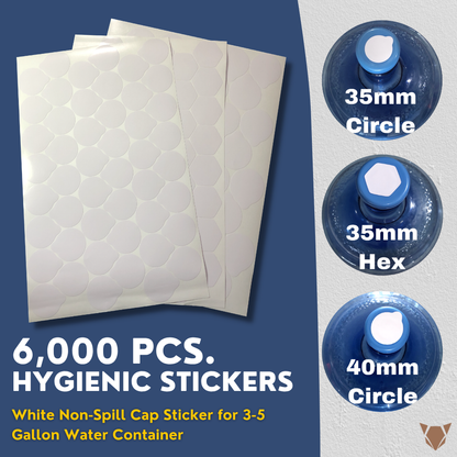 6,000 pcs. Hygienic Sticker for Non-Spill Cap 5 Gal. Container
