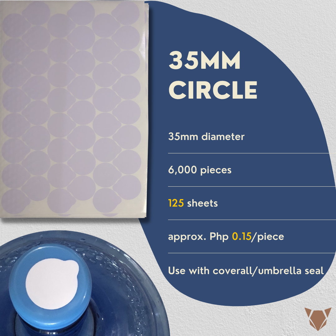 6,000 pcs. Hygienic Sticker for Non-Spill Cap 5 Gal. Container