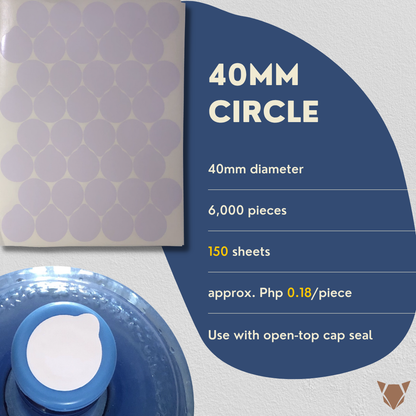 6,000 pcs. Hygienic Sticker for Non-Spill Cap 5 Gal. Container
