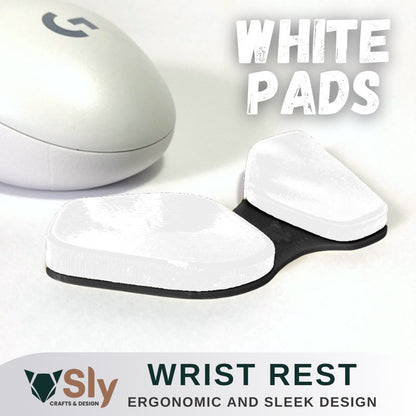 WHITE PADS Ergonomic Wrist Rest Mouse Firm Palm Pad (Right or Left Handed) Support For Computer
