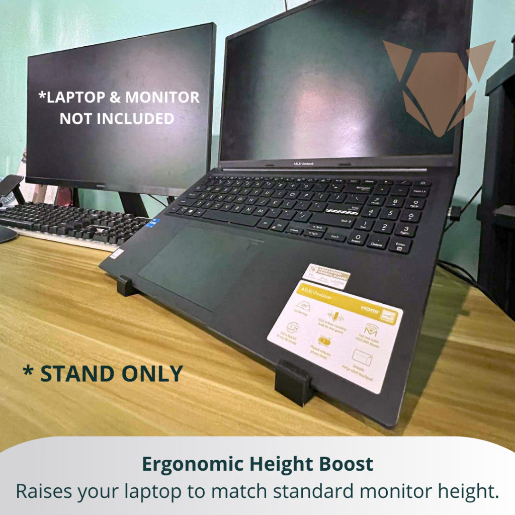 Universal Laptop Ergonomic Stand | Fixed Desk Riser for Monitor Height, Office Workstation