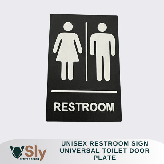 Unisex Restroom Sign | Universal Toilet Door Plate for Home, Office, Business FREE ADHESIVE