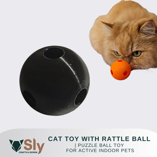 Cat Toy with Rattle Ball | Puzzle Ball Toy for Active Indoor Pets
