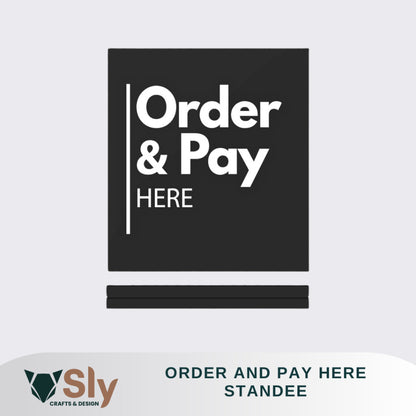 Order and Pay Here Standee | Freestanding Sign for Queueing and Payment Areas FREE ADHESIVE