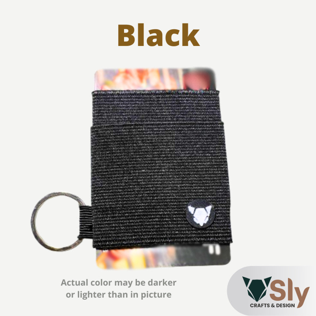 Vertical Minimalist EDC Wallet | Double-Layered Elastic Card Holder with Keyring