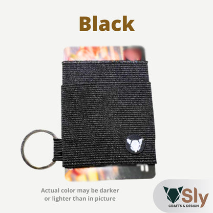 Vertical Minimalist EDC Wallet | Double-Layered Elastic Card Holder with Keyring