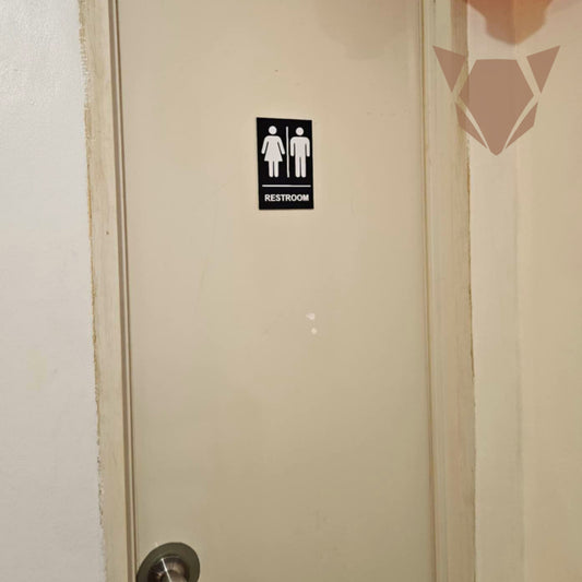 Unisex Restroom Sign | Universal Toilet Door Plate for Home, Office, Business FREE ADHESIVE