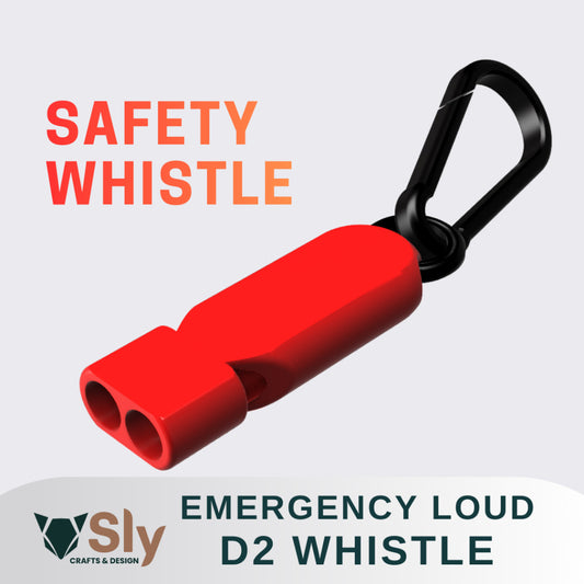 EDC Dual Tone Emergency Whistle with Carabiner | Loud Safety Survival Keychain Gear