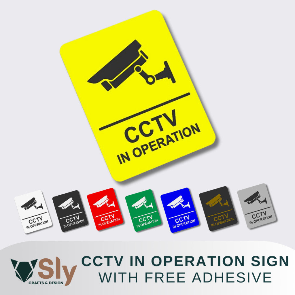 CCTV in Operation Sign | Security Camera Warning with Free Adhesive for Home & Office