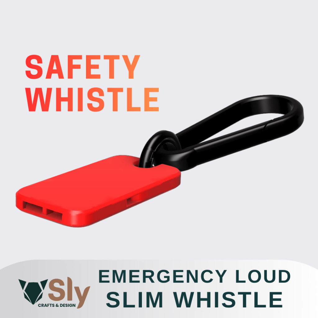 EDC Slim Whistle with Carabiner | Compact Emergency Survival Keychain Tool
