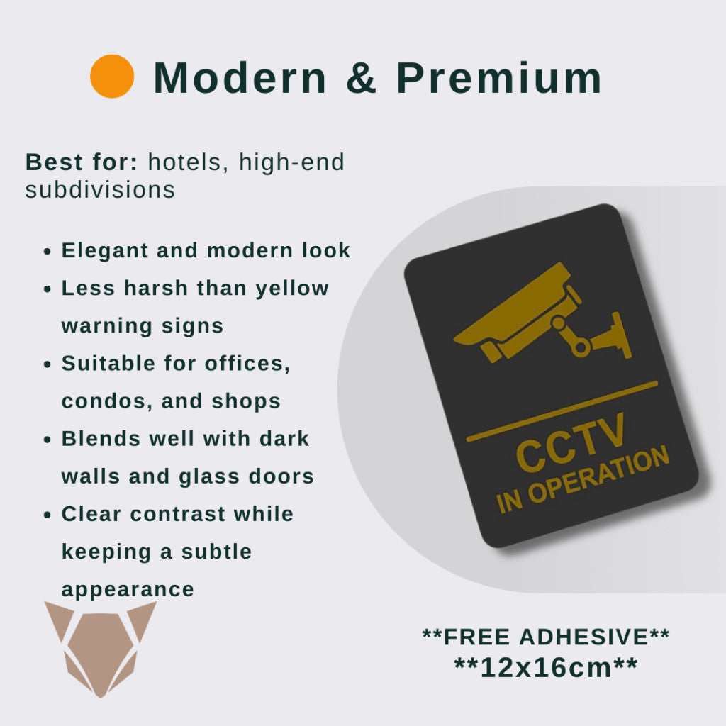 CCTV in Operation Sign | Security Camera Warning with Free Adhesive for Home & Office