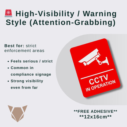 CCTV in Operation Sign | Security Camera Warning with Free Adhesive for Home & Office