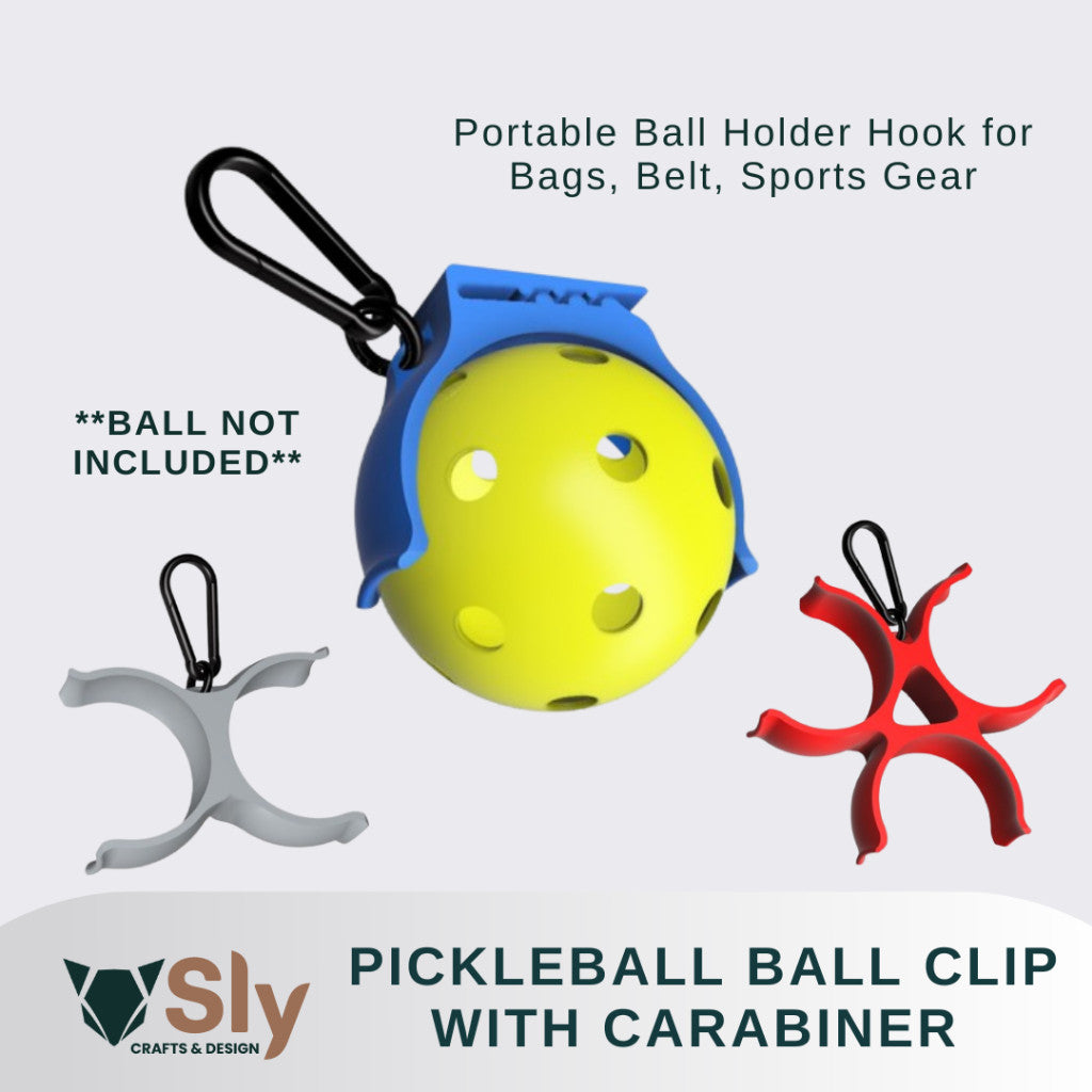Pickleball Ball Holder Clip with Carabiner Keychain | Ball Storage Hook for Bags, Belt, Sports Gear