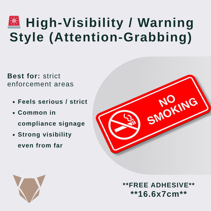 No Smoking Sign | Business Warning Notice Board with Free Adhesive for Shops Offices