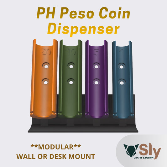 PH Peso Coin Dispenser | Modular Wall or Tabletop Mount Change Organizer