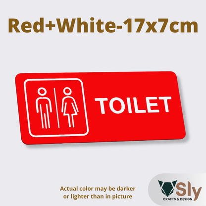 Toilet Sign Line Art Style | Rectangular and Square Door Sign with Free Adhesive