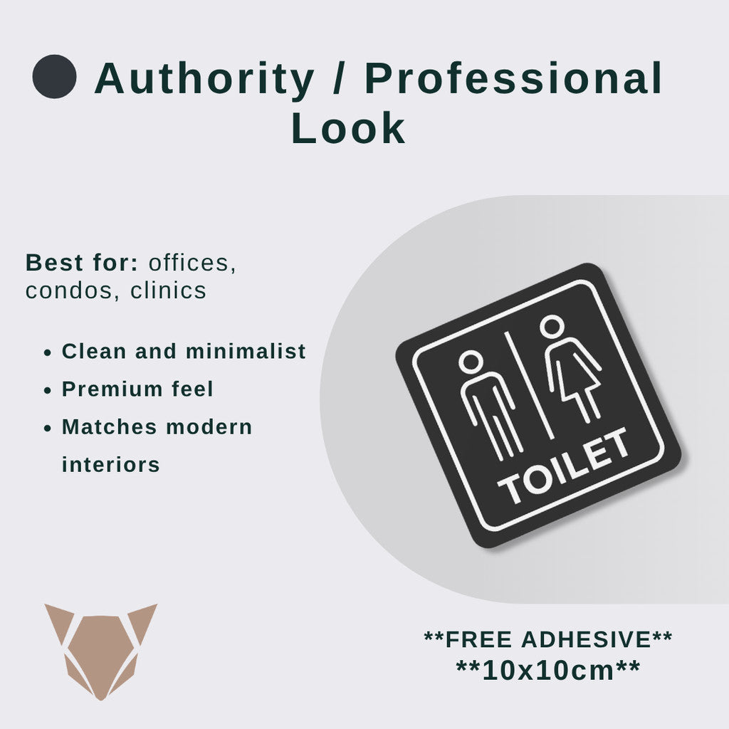 Toilet Sign Line Art Style | Rectangular and Square Door Sign with Free Adhesive