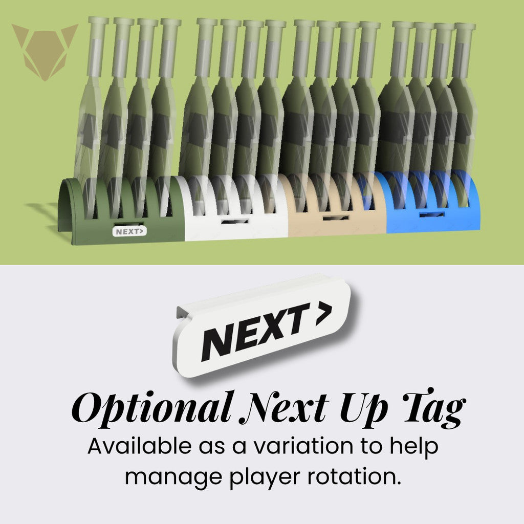 Modular Pickleball Paddle Rack with Next Up Tag | Portable Paddle Holder Organizer