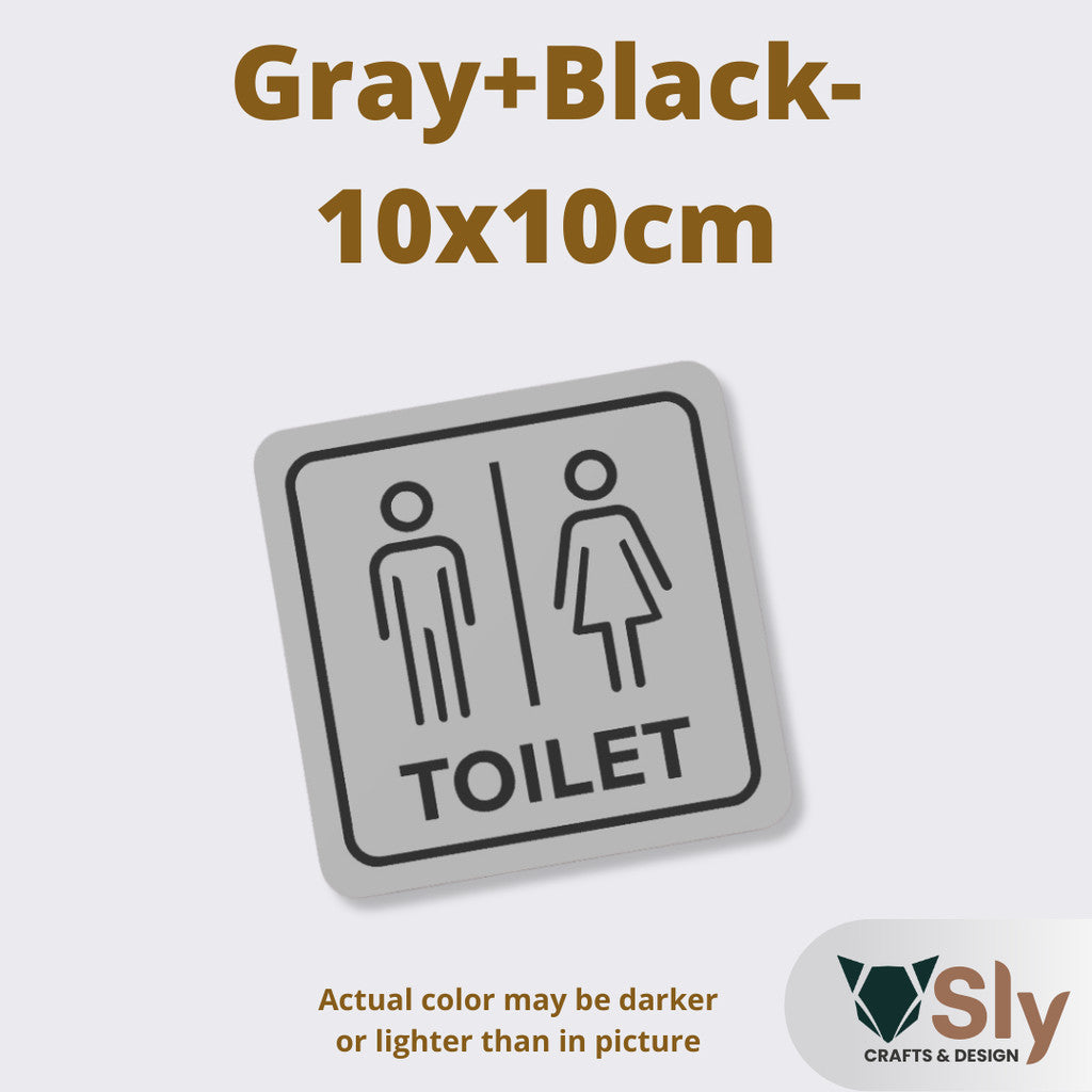 Toilet Sign Line Art Style | Rectangular and Square Door Sign with Free Adhesive