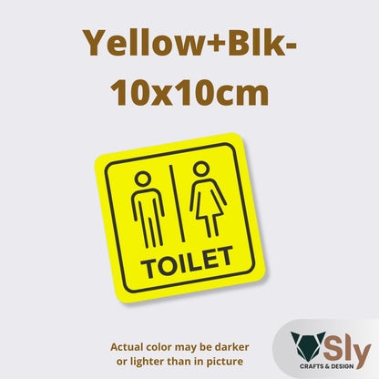 Toilet Sign Line Art Style | Rectangular and Square Door Sign with Free Adhesive