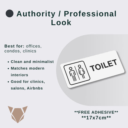 Toilet Sign Line Art Style | Rectangular and Square Door Sign with Free Adhesive