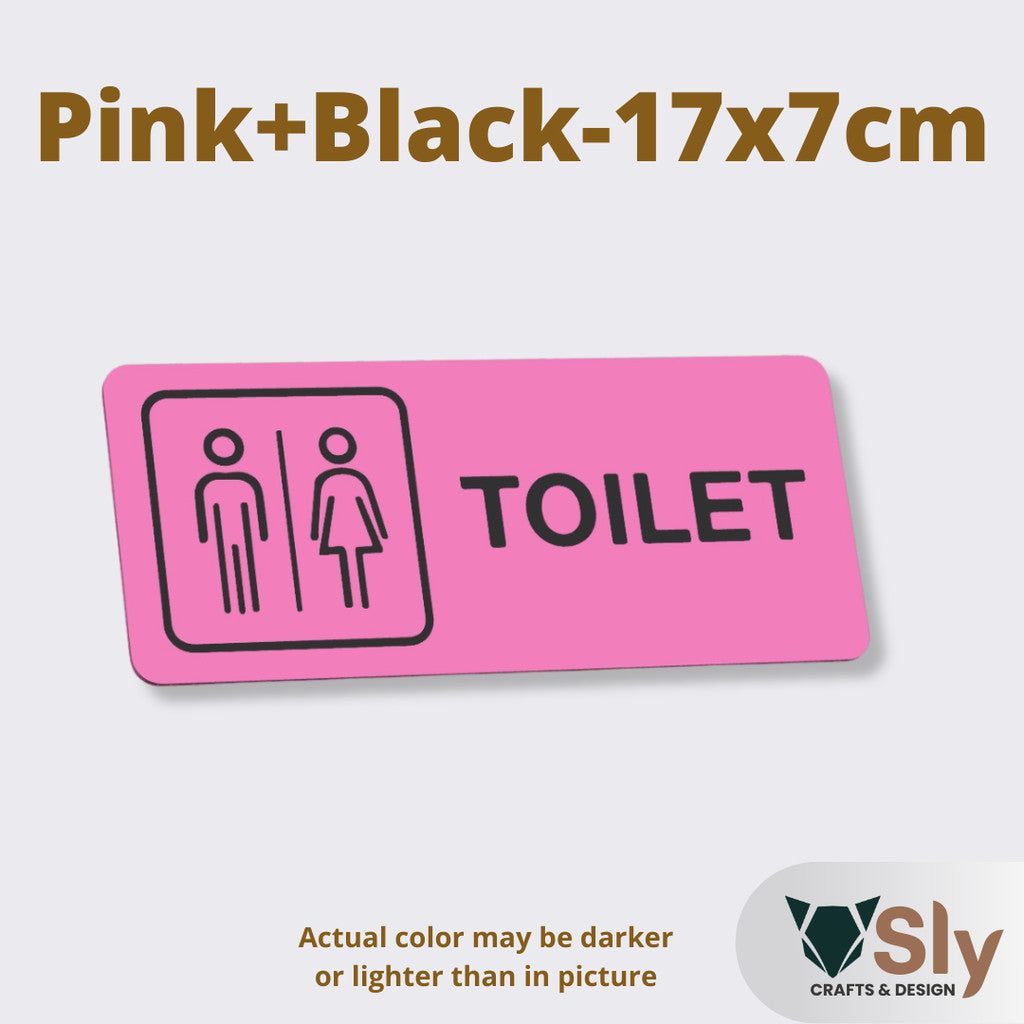 Toilet Sign Line Art Style | Rectangular and Square Door Sign with Free Adhesive