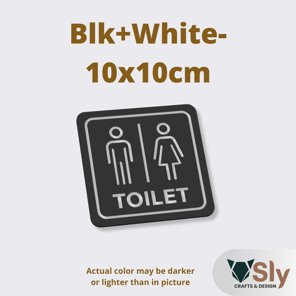 Toilet Sign Line Art Style | Rectangular and Square Door Sign with Free Adhesive