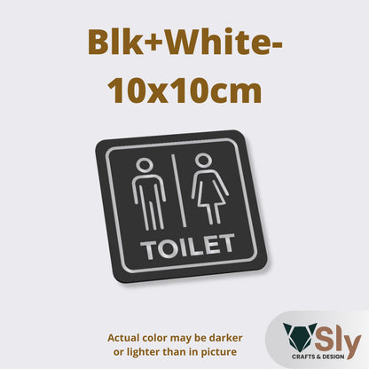 Toilet Sign Line Art Style | Rectangular and Square Door Sign with Free Adhesive