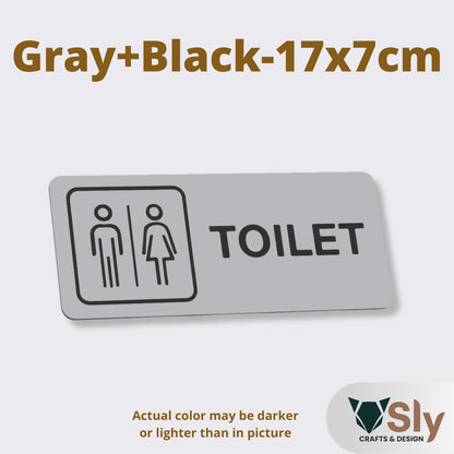Toilet Sign Line Art Style | Rectangular and Square Door Sign with Free Adhesive