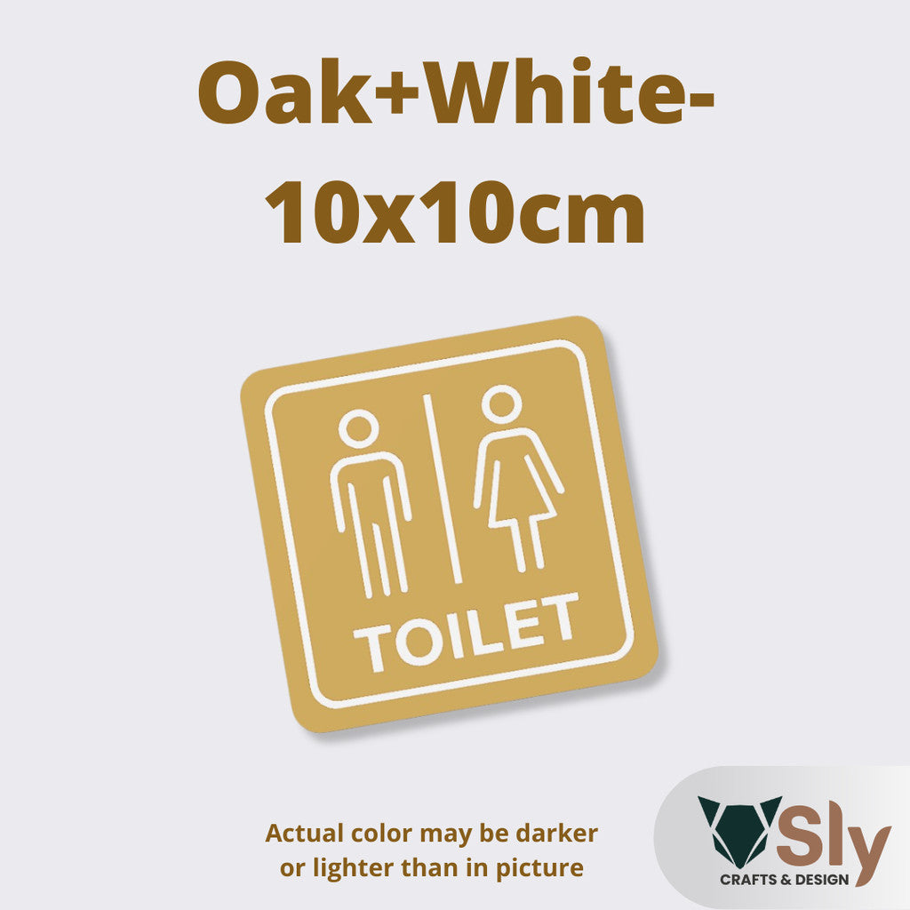 Toilet Sign Line Art Style | Rectangular and Square Door Sign with Free Adhesive