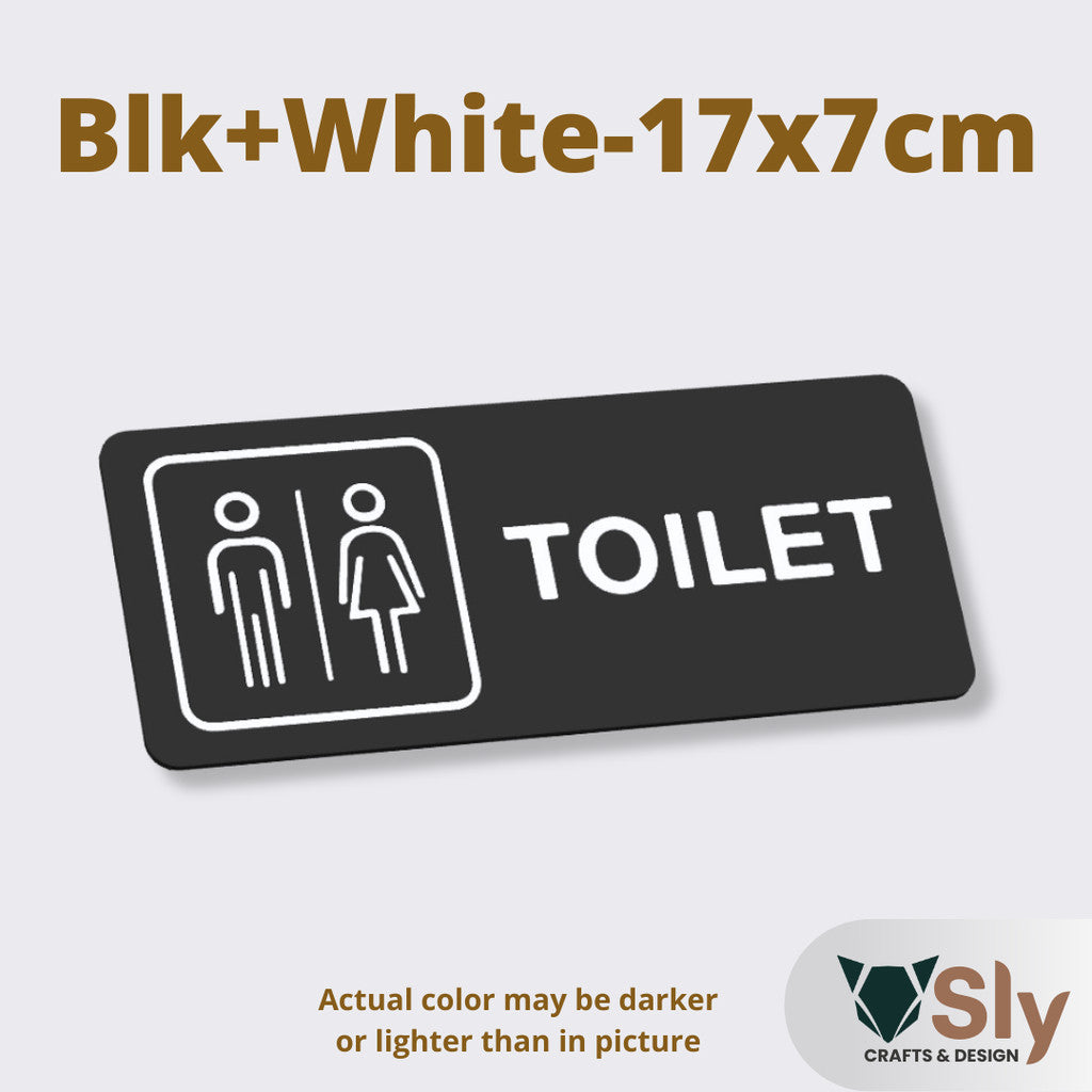 Toilet Sign Line Art Style | Rectangular and Square Door Sign with Free Adhesive