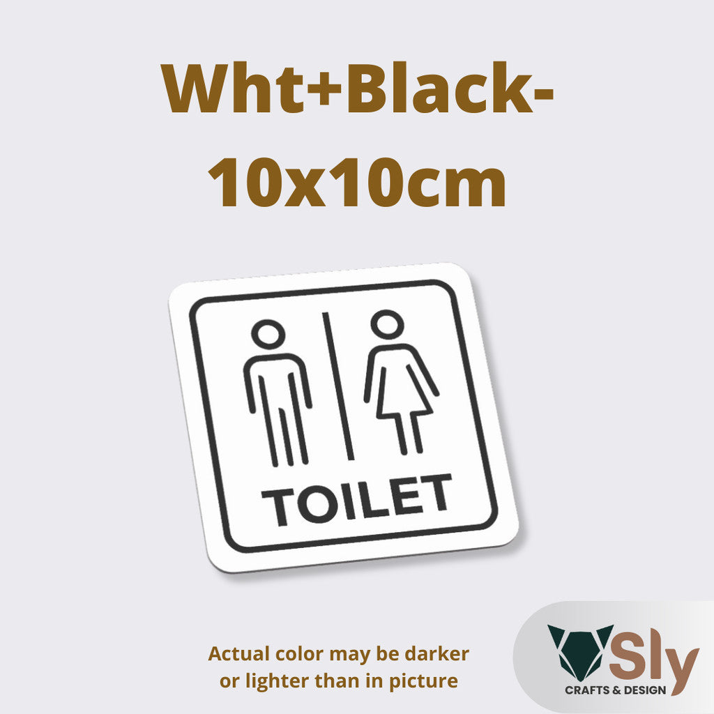 Toilet Sign Line Art Style | Rectangular and Square Door Sign with Free Adhesive