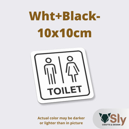 Toilet Sign Line Art Style | Rectangular and Square Door Sign with Free Adhesive