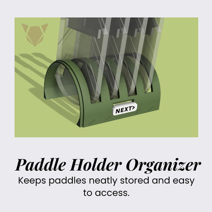 Modular Pickleball Paddle Rack with Next Up Tag | Portable Paddle Holder Organizer