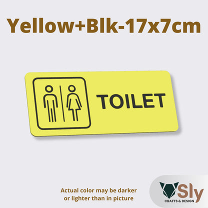 Toilet Sign Line Art Style | Rectangular and Square Door Sign with Free Adhesive