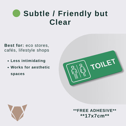 Toilet Sign Line Art Style | Rectangular and Square Door Sign with Free Adhesive