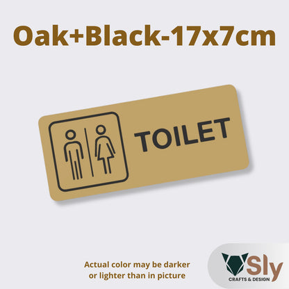 Toilet Sign Line Art Style | Rectangular and Square Door Sign with Free Adhesive